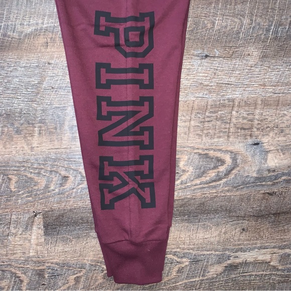 Victoria’s Secret PINK Burgundy/Black Sweatpants Jogging Pants New with Tags - Picture 8 of 8